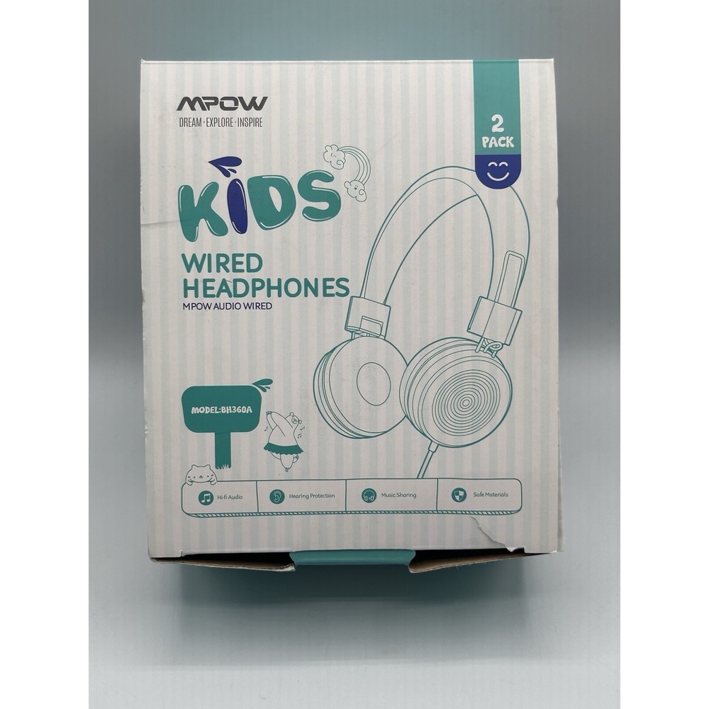 Game Wired Headphones Kids Safe For Teens Boys & Girls (2 Pack) Mpow
